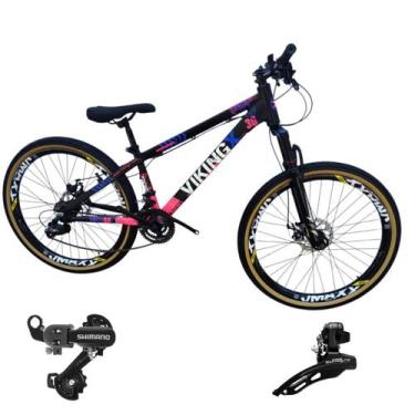 Imagem de Bicicleta Aro 26 Vikingx Aluminio Tuff 25 Mtb 24v Cambio Shimano Diant