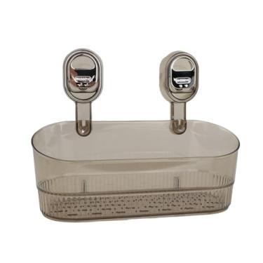 Imagem de WeiLaiKeQi Pesquisa de xícara de xícara de chuveiro de chuveiro cesto de parede sem pancada precisa de rack de armazenamento prático moderno com orifícios de, Marrom