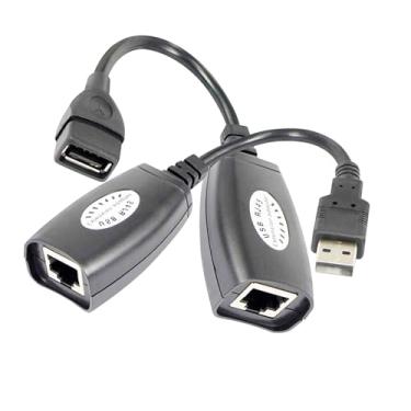 Imagem de FENGHAISHUN Extensor USB 2.0 Adaptador de extensão USB para RJ45 sobre cabo Cat5/Cat5e/Cat6 adaptador de conector de até 45 metros