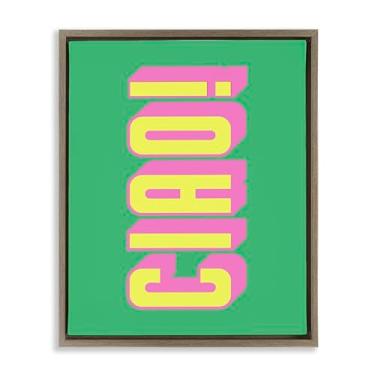 Imagem de Stupell Industries Ciao Bold Lettering Brown Framed Floater Canvas Wall Art, design by House of Lulu, 17 x 21