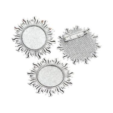 Imagem de Broche de Bronze Banhado a Prata - Estilo Folhas - 5 Peças com Base pa