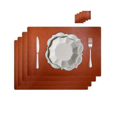 Imagem de Kit 6 Jogo Lugar Americano resturante bar impermeável couro - GENERTOY