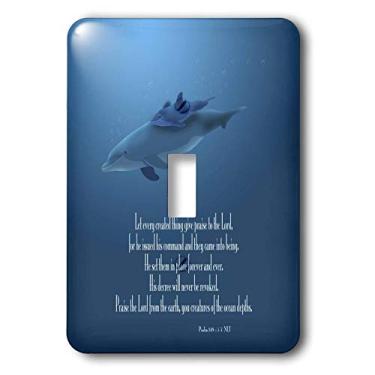 Imagem de 3dRose lsp_36108_1"Mãe e bebê golfinho nadando no oceano colorido com o versículo da Bíblia Salmo 148 V 12,78 a 17,78 cm, vermelho