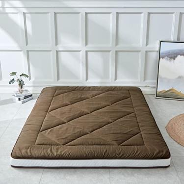 Imagem de Heimorn Colchão de futon japonês – Almofada de dormir espessa, colchão dobrável e portátil para acampamento, solteiro café