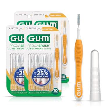 Imagem de GUM Proxabrush Go-Betweens – Ultra apertado, escovas interdentais para dentes apertados, palhetas dentárias para remoção de placa, segura para aparelhos e dispositivos dentários, 10 unidades (4 unidades)