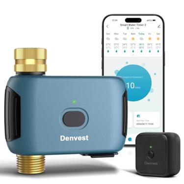 Imagem de Temporizador de água WiFi com entrada e saída de latão, temporizador de irrigação inteligente de 1 zona para torneira de mangueira de jardim, temporizadores de mangueira com hub WiFi, até 20 planos de