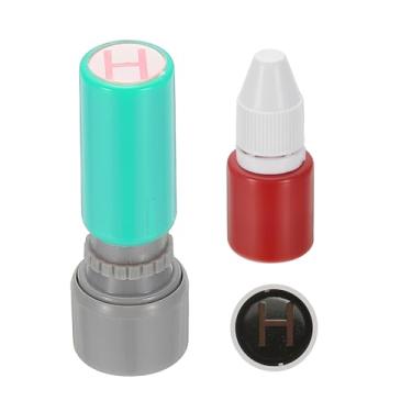 Imagem de PATIKIL Carimbos de letras, autotinta, alfabeto, letra H, professor, tinta vermelha para cadernos de aula, scrapbook, artesanato, verde