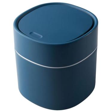 Imagem de Lixeira de mesa, mini lixeira de plástico de 2L, caixote de lixo pequeno selado com tampa tipo prensa, mini lixeira antiderrapante para quarto, cozinha, cômoda, mesa de escritório