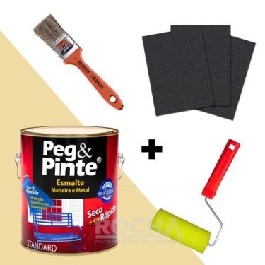 Imagem de Tinta Esmalte Madeira Metal Peg Pinte 900ml + Lixa + Rolo - Eucatex, A