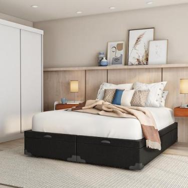 Imagem de Base para Cama Box Queen Mabel com Baú (45x158x198) Preta - Mobly