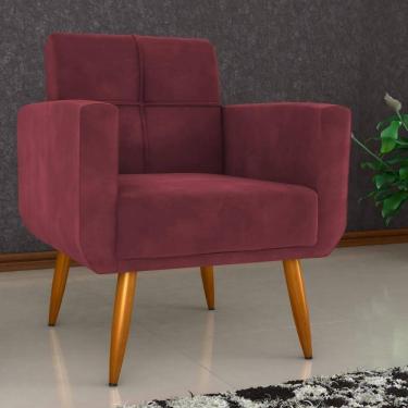 Imagem de Poltrona Decorativa Para Sala Lilian Veludo Vinho