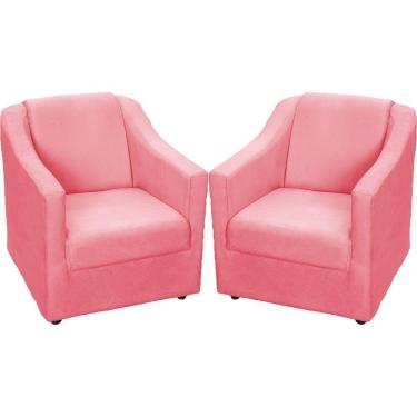 Imagem de Kit 2 Poltronas Mila Pé De Plástico Cromado - Rosê Suede
