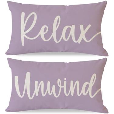 Imagem de HERHOME Conjunto de 2 capas de almofada decorativas, 30,5 x 50,8 cm, roxo claro, casa de fazenda, primavera, frente, varanda, pátio, decoração para casa, sofá, sala de estar