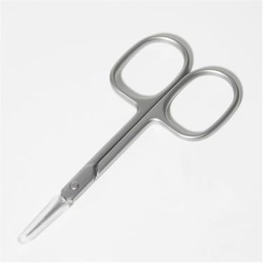 Imagem de Tesoura de unha com ponta precisa para sobrancelhas, cílios e cutículas, extra fina para manicure e pedicure, lâmina curva pequena, cinza prateado