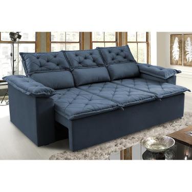 Imagem de Sofá 3 Lugares Retrátil E Reclinável Cama Inbox Compact 2,00m Velusoft Azul
