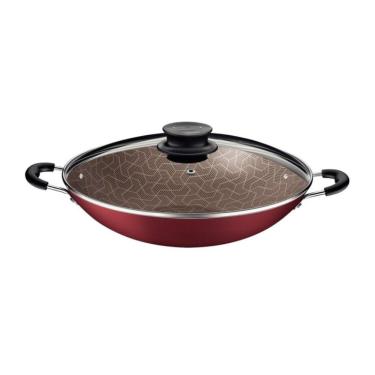 Imagem de Panela Wok Paris 32 Cm 4,4 L Em Alumínio Com Revestimento Antiaderente Vermelho Tramont...
