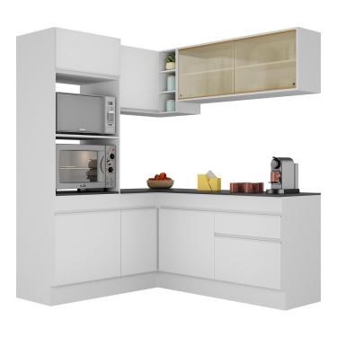 Imagem de Armário De Cozinha Completa De Canto Com Rodapé Veneza Multimóveis V2098 Branco Branco