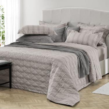 Imagem de Cobre Leito Casal Karsten Com 2 Portas Travesseiros 270 Fios Cetim 100% Algodão Cali Cinza Escuro