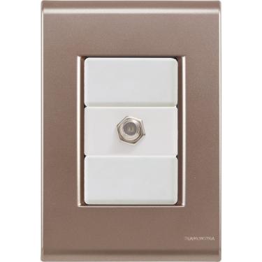 Imagem de Cj Tomada Conexão Tv Sat Coaxial Liz Ouro Velho Tramontina Completo Pronto Tramontina