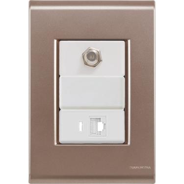 Imagem de Cj Tomadas Rj45 Ethernet + Tv Coaxial Liz Ouro Velho Tramontina Completo Pronto Tramontina
