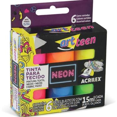 Imagem de Tinta Para Tecido Neon 6 Cores - Acrilex -