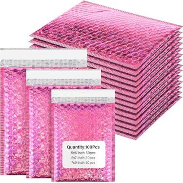 Imagem de Yeyeplum 100 peças de envelopes de plástico bolha de entrega de envelopes de bolha metálica de forte adesão à prova d'água envelopes acolchoados duráveis sacos de embalagem para pequenas empresas