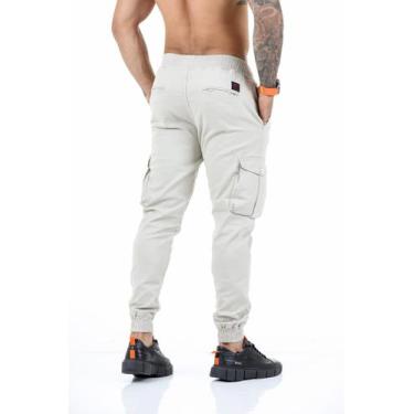 Imagem de Calça cargo jogger masculino sarja e jeans coloridas com elástico pron