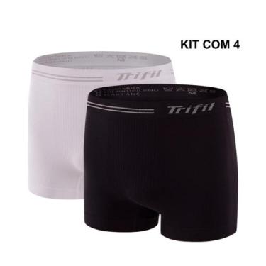 Imagem de Kit 4 Cuecas Boxer Anatomica Microfibra Sem Costura Trifil, EG, PretoB