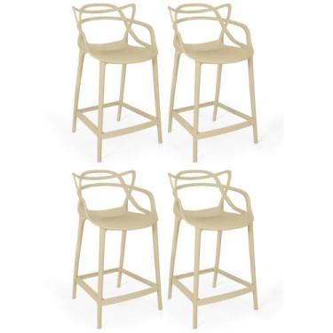 Imagem de Kit 4 Banquetas Média Allegra 66cm Design Cozinha/Bancada - Nude - Mag