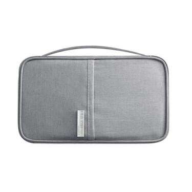 Imagem de L&FY Porta-passaporte premium, carteira feminina e masculina, bolsa para passaporte, capa essencial para viagem, organizador para bilhetes, dinheiro, identidade, cartão de crédito, documentos, Cinza