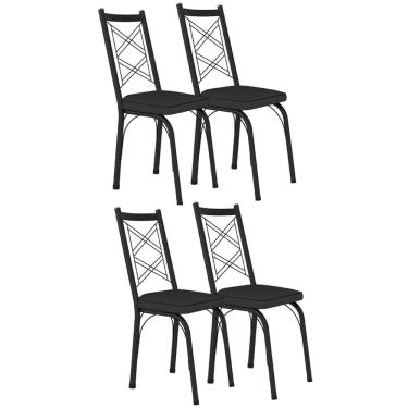 Imagem de Kit 4 Cadeiras Aço Carbono Tubular Metálica Acabamento Fosco D-28 Julia