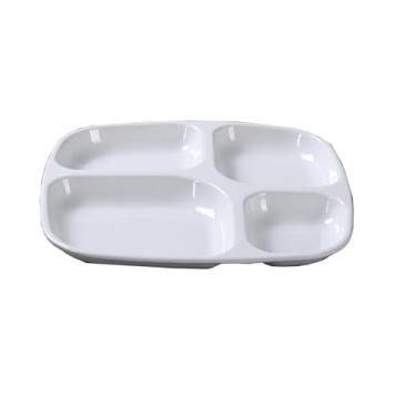 Imagem de Prato de fast food requintado quadrado branco de imitação minimalista doméstico de porcelana - prato de quatro grades de 26,7 cm (grosso)