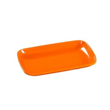 Imagem de Prato de frutas retangular de esmalte simples de cor sólida para uso doméstico - prato de macarrão de arroz laranja de 21,6 cm