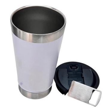 Imagem de Copo Térmico Para Cerveja Café Chá Chopp 500 Ml Com Tampa Cor Branco L