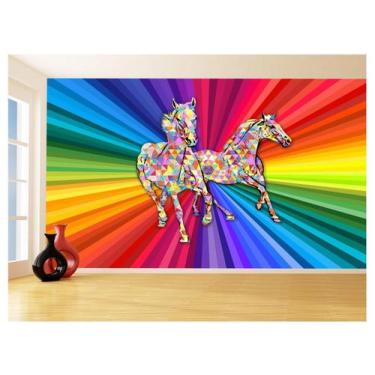 Imagem de Papel De Parede Animais Pop Art Cavalos Cores 3,5M Pxa364 - Você Decor