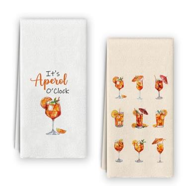 Imagem de Bnzolyoia Conjunto de toalhas Aperol Spritz – Conjunto de 2, presentes Aperol Spritz, Bar Casa Aperol Spritz Decoração, Toalhas de Bar para Bartender, Italiano Aperol Spritz Toalhas de Prato para
