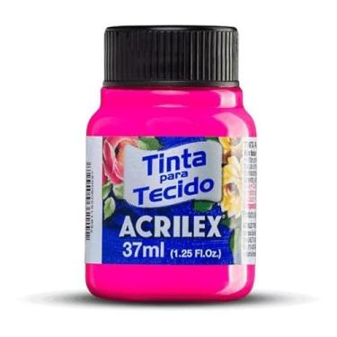 Imagem de Tinta Para Tecido Fluorescente Neon Acrilex 37ml Azul Vermelho Maravilha Verde Ouro Limão Fixação a Frio e Alta Cobertura Recomendado Para Tecidos De Algodão Sem Goma É Ideal Para Customização De Roupas, Decoração E Outras Aplicações Artísticas (Maravilha 107)