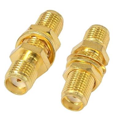 Imagem de Adaptador de conector de tomada SMA BOOBRIE SMA fêmea para fêmea anteparo extensível adaptador de tomada de antena para antenas sem fio LAN dispositivos cabo coaxial, 2 pieces