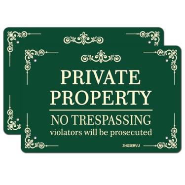 Imagem de ZHG Decoração de parede de Natal sem invasão Pacote com 2 placas de propriedade privada de metal, 30 x 20 cm, alumínio 0,040, reflexiva à prova de intempéries, placas de lata divertidas com proteção UV