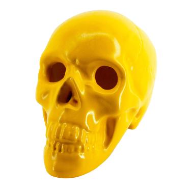Imagem de Esmalte de cerâmica esmaltada Myard à prova de fogo crânio de fogo para lareira a gás ou madeira fogueira fogueira fogueira Halloween decoração de terror (quantidade 1, amarelo)