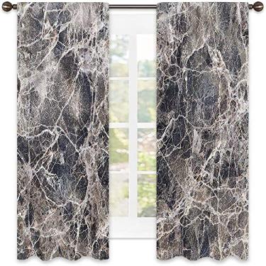 Imagem de Cortinas blecaute de mármore para quarto - Cortinas escurecidas com isolamento térmico para sala de estar, L 106 x C 150 cm