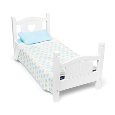 Imagem de Melissa & Doug Mine to Love Wooden Play Bed for Dolls, Stuffed Animals - White (8.7"H x 9.1"W X 20.7"L Assembled)