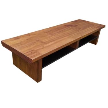 Imagem de Suporte Monitor 70x22cm Madeira Pinus Maciça Premium Stand Desk Elevado Top Setup Gamer Minimalista (Verniz Mel)