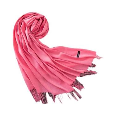 Imagem de Xale de Caxemira Longo Feminino - Cor Sólida, Hijab, Pashmina com Borl
