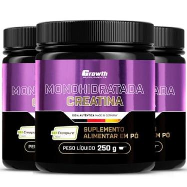 Imagem de Creatina Pura 250g Creapure Growth Supplements Kit 3 Potes