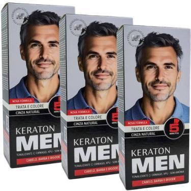 Imagem de Kit 3 Keraton Men Tonalizante Cinza Natural - Kert