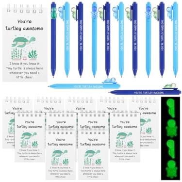 Imagem de HCEWSBFD Presente inspirador incrível You're Turtley, 24 peças, incluindo canetas de bambu retráteis com mini cadernos espirais, presentes de agradecimento a funcionários em massa presente de