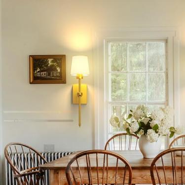 Imagem de Iluminação de parede interna LED regulável com controle remoto USB recarregável lâmpada de parede operada por bateria arandelas de parede sem fio para quarto sala de estar corredor 3000K-6500K (ouro