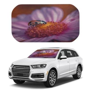 Imagem de Guarda-sol de carro, proteção UV, portátil, persiana de janela de carro, resistente ao calor, flores cor-de-rosa, impressão, protetor solar para carros, SUvs e caminhões