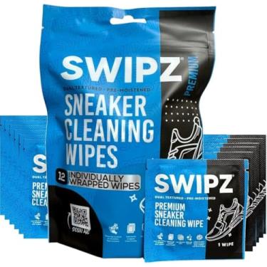 Imagem de SWIPZ Lenços de tênis, 12 lenços de sapato embalados individualmente para todos os fins de cuidado rápido para limpeza de tênis de couro, tênis de corrida, tênis de basquete, sapatos sociais, sapatos de golfe, sapatos atléticos, chuteiras
